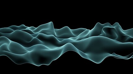 Fototapeta premium Abstract teal flowing fabric on black