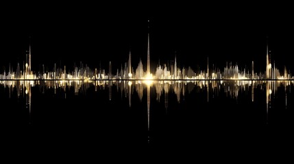 Golden city skyline sound wave