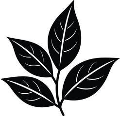Leafy Silhouette: A minimalist silhouette showcases four elegantly shaped leaves, their veins delicately etched to capture the essence of nature's beauty, symbolizing growth and serenity. 