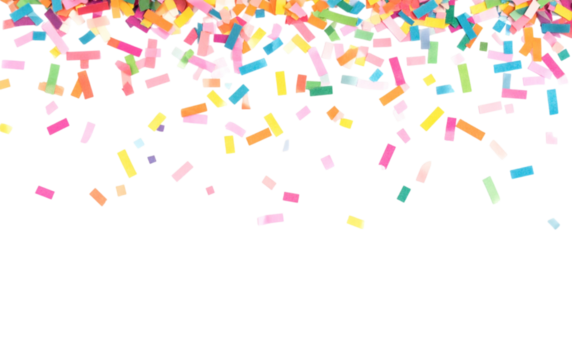 Blue paper confetti gently falling from above against a transparent background; PNG