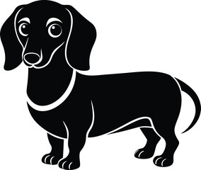 Dachshund Silhouette: A striking black and white silhouette captures the unique charm of a dachshund, standing proudly with its distinctive elongated body and floppy ears.