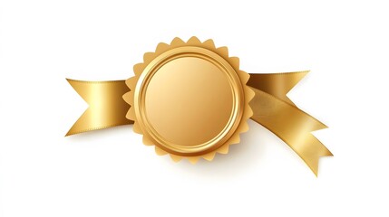 Golden award badge with ribbon.