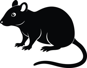 Black Rat Silhouette: A striking silhouette of a rat, showcasing its characteristic features in a minimalist black-and-white design.