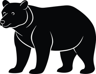 Black Bear Silhouette: An elegant silhouette of a bear against a stark contrast background, its powerful form embodying the essence of wilderness and untamed nature.