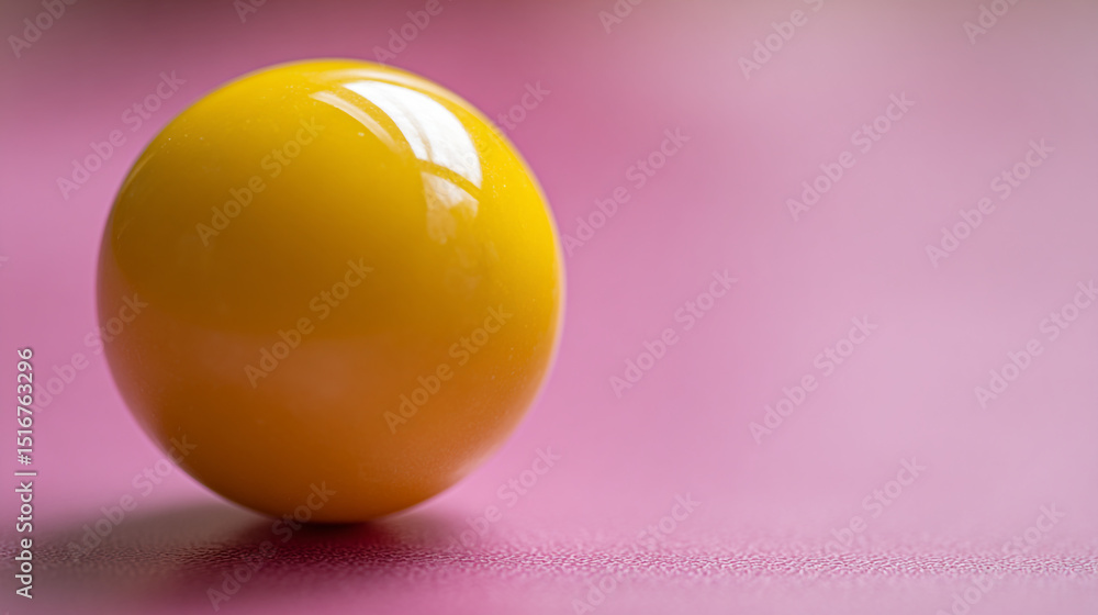Aufkleber a single yellow ball with a glossy surface is placed on a pink background in a studio setting