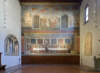 View of the refectory at the former Benedictine convent of Sant'Apollonia in Florence, Italy,...