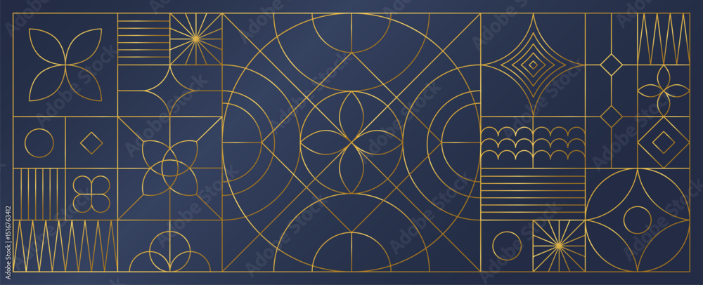 Aufkleber line art pattern. abstract circle background. luxury ornament frame. graphic invitation border. gold