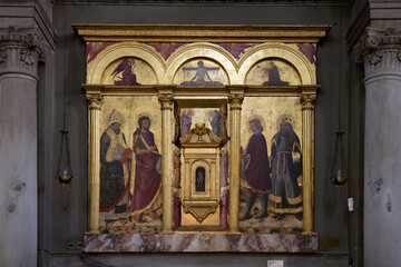 Altarpiece with Saints Nicholas, John the Baptist, Julian and Sigismund by Neri di Bicci in San...