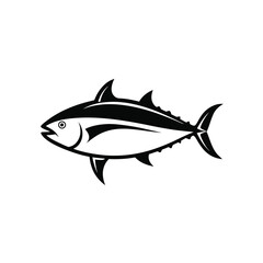 Tuna fish line art on white background