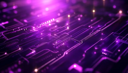 Obraz premium A purple and black background with glowing lines, geometric shapes, and lights, for a cyberpunk video game background.