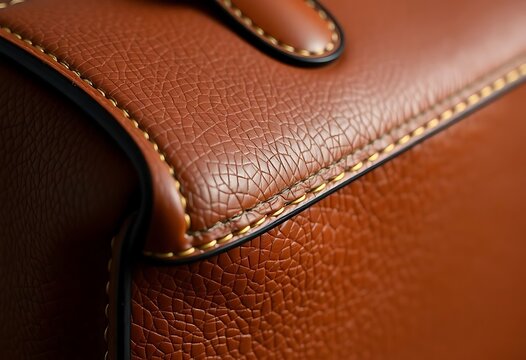 close up of a brown leather bag