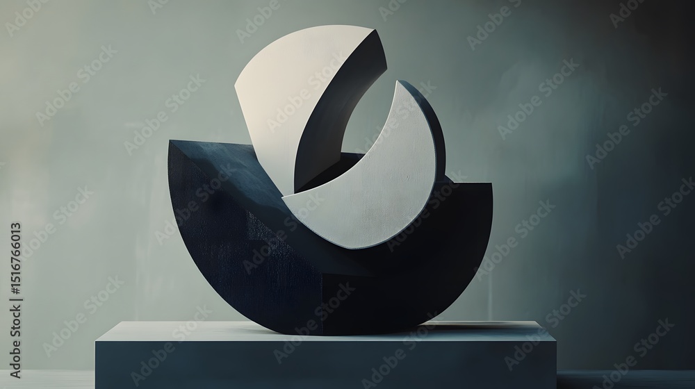 Aufkleber abstract sculpture composed of intersecting forms.