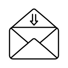 Incoming message letter envelope icon. Email with down arrow vector design and illustration.
