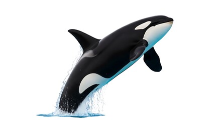 Obraz premium Orca Leaping from Water Isolated on Transparent Background A Symbol of Marine Power and Freedom A Powerful Aquatic Animal