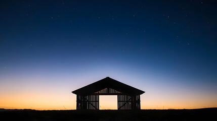 Silhouette Wooden Structure At Sunrise