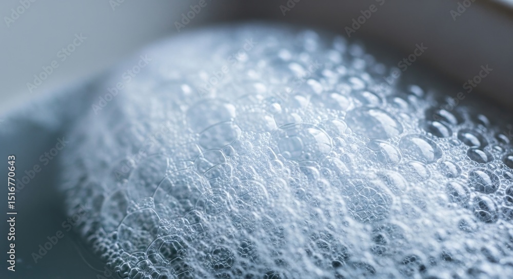 Poster close-up of soap bubbles on surface showing intricate patterns and reflections