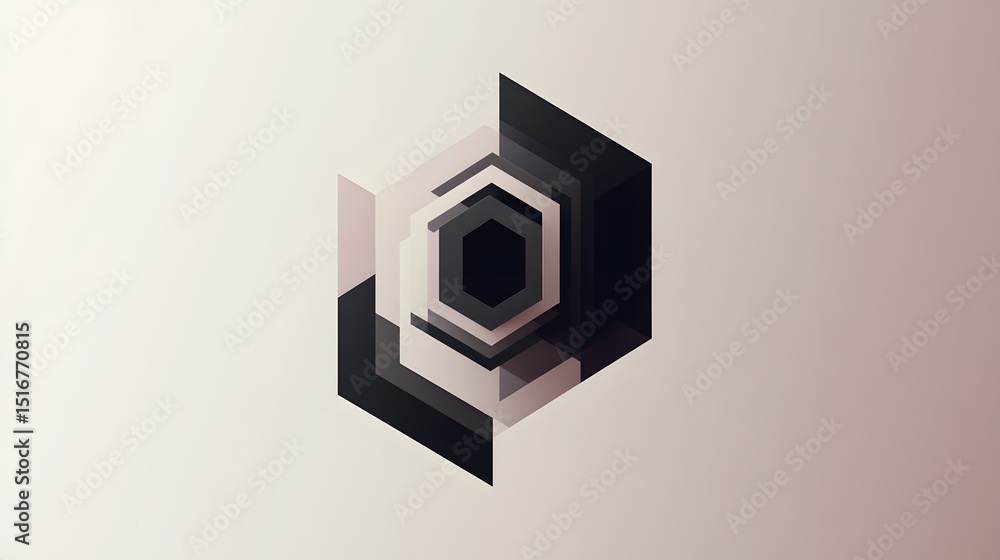 Poster abstract geometric design with layered hexagons.