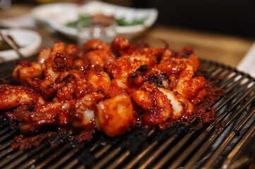 Korean Spicy Food. Spicy Grilled Octopus