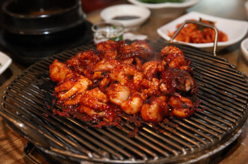 Korean Spicy Food. Spicy Grilled Octopus