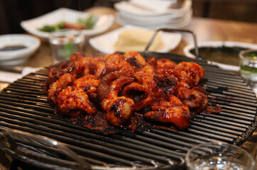 Korean Spicy Food. Spicy Grilled Octopus