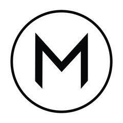 Black silhouette logo design of the letter M with a white background logotype