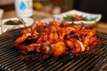 Korean Spicy Food. Spicy Grilled Octopus