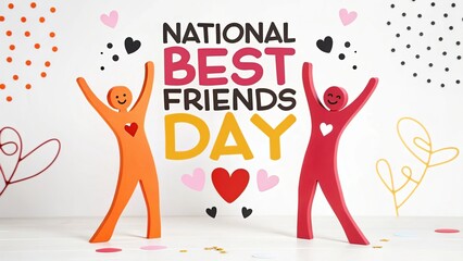 National Best Friends Day, Artistic design for National Best Friends Day with joyful figures.