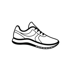 Running shoe line art  on white background