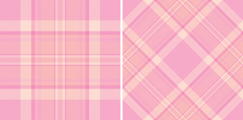 Sweet pastel pink plaid patterns, perfect for textile design, wrapping paper, or fashion projects.  These seamless textures offer both classic and modern aesthetics, adding a touch of feminine charm.