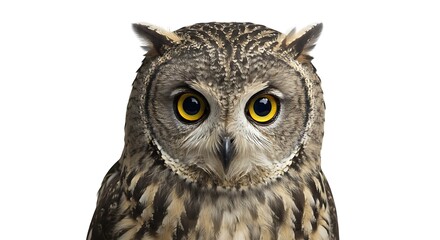 Wise Owl Isolated on White Background Symbolizing Knowledge and Wisdom Perfect for Educational and Nature-themed Projects Featuring Wild Bird Species