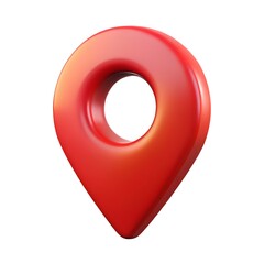 Red 3d location pin icon isolated on white background