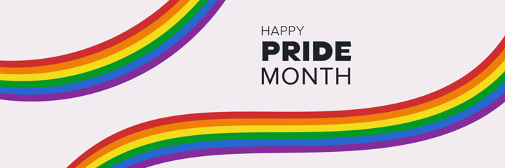 LGBT rainbow flag banner. Pride Month design concept. Gay parade celebration. Vector illustration	