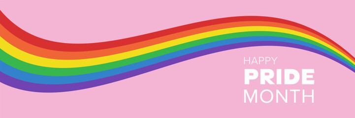 LGBT rainbow flag banner. Pride Month design concept. Gay parade celebration. Vector illustration	