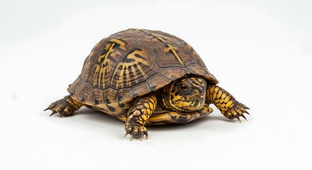 Eastern Box Turtle Isolated on White Background Depicting Longevity Patience and Wisdom Ideal for Educational Material and Nature Conservation Projects Stock Photo