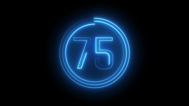 Glowing neon number countdown text animation. Neon Glowing number. 