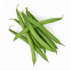 Fototapeta premium Green Beans on Isolated White Background – Fresh String Beans with Glossy Surface and Natural Light