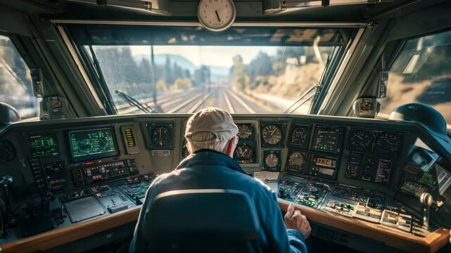 Rear view of the train driver.