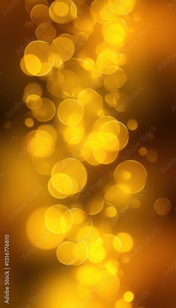 Poster glowing yellow abstract bokeh background with soft light spots
