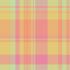 Argyle pattern check tartan, satin plaid textile fabric. Pyjamas vector texture seamless background in amber and orange colors.