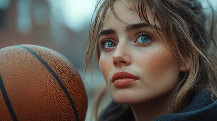 Woman holding a basketball