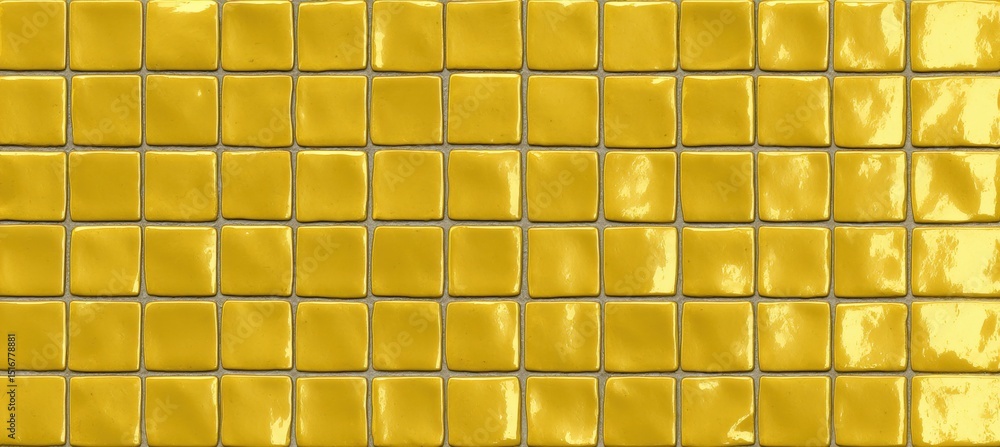 Poster seamless yellow mosaic tile pattern with glossy reflections for architecture mockups