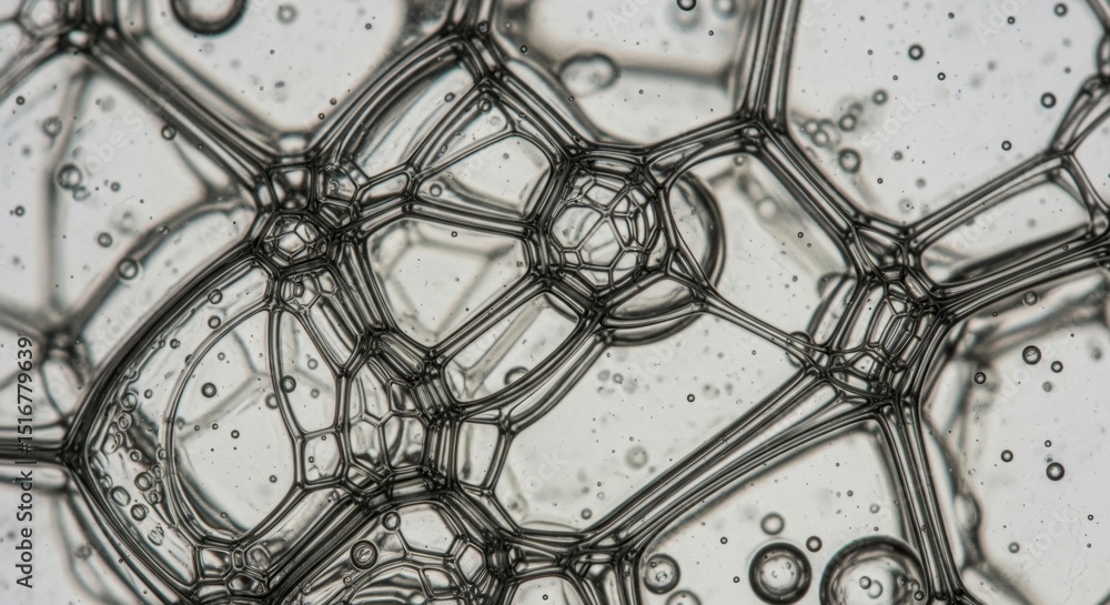 Poster intricate soap bubbles texture with transparent geometric patterns and air bubbles