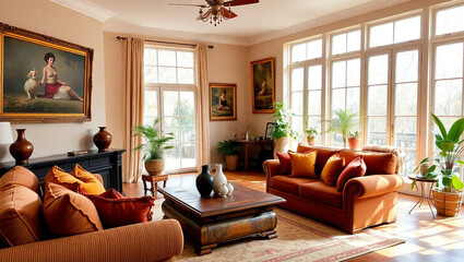 living room with fireplace