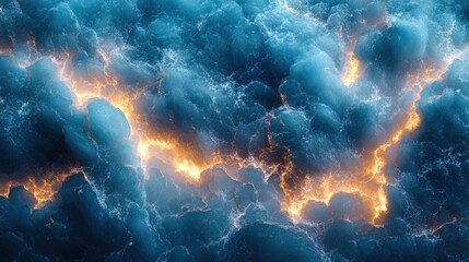 Abstract storm clouds with fiery lightning