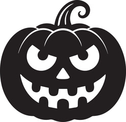 Spooky Halloween Jack-o-Lantern pumpkin silhouette vector illustration 