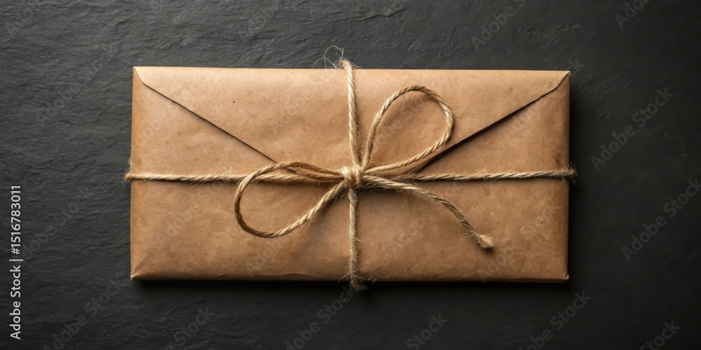 Poster A rustic kraft paper envelope tied with twine, a simple yet elegant presentation for a thoughtful message