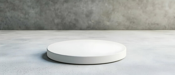 Empty White Circle Podium On Gray Concrete Background