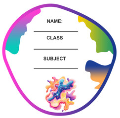 An sticker with 3d Amoeba icon in footer featuring a unique shape editable .
