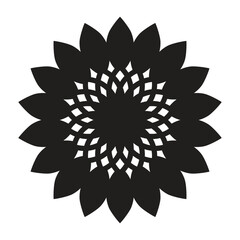 Black and white spiral circle flower pattern  illustration vector design.