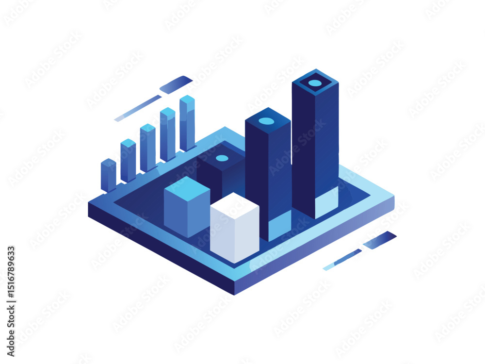 Poster abstract isometric data visualization chart isolated on white background